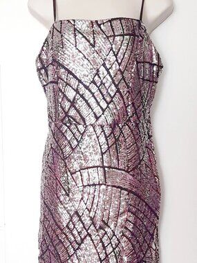 Crystal Doll Sequin Mini Dress Padded Lined Bodice Multicolor Size M